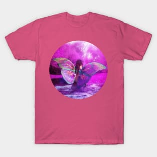 Fantasy fairy in pink forest river T-Shirt